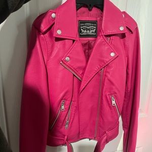 pink levis leather jacket